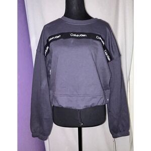 Calvin‎ Klein Performance Women's Logo Tape Cropped Sweatshirt Pullover Top